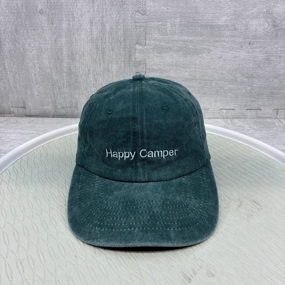 Happy Camper Corduroy Hat Mens Green Cotton Adjustable Strapback